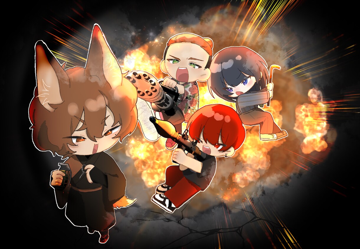 割引】 ミニキャラ集合イラストになります 躍動感あるミニキャラを描きます イメージ1