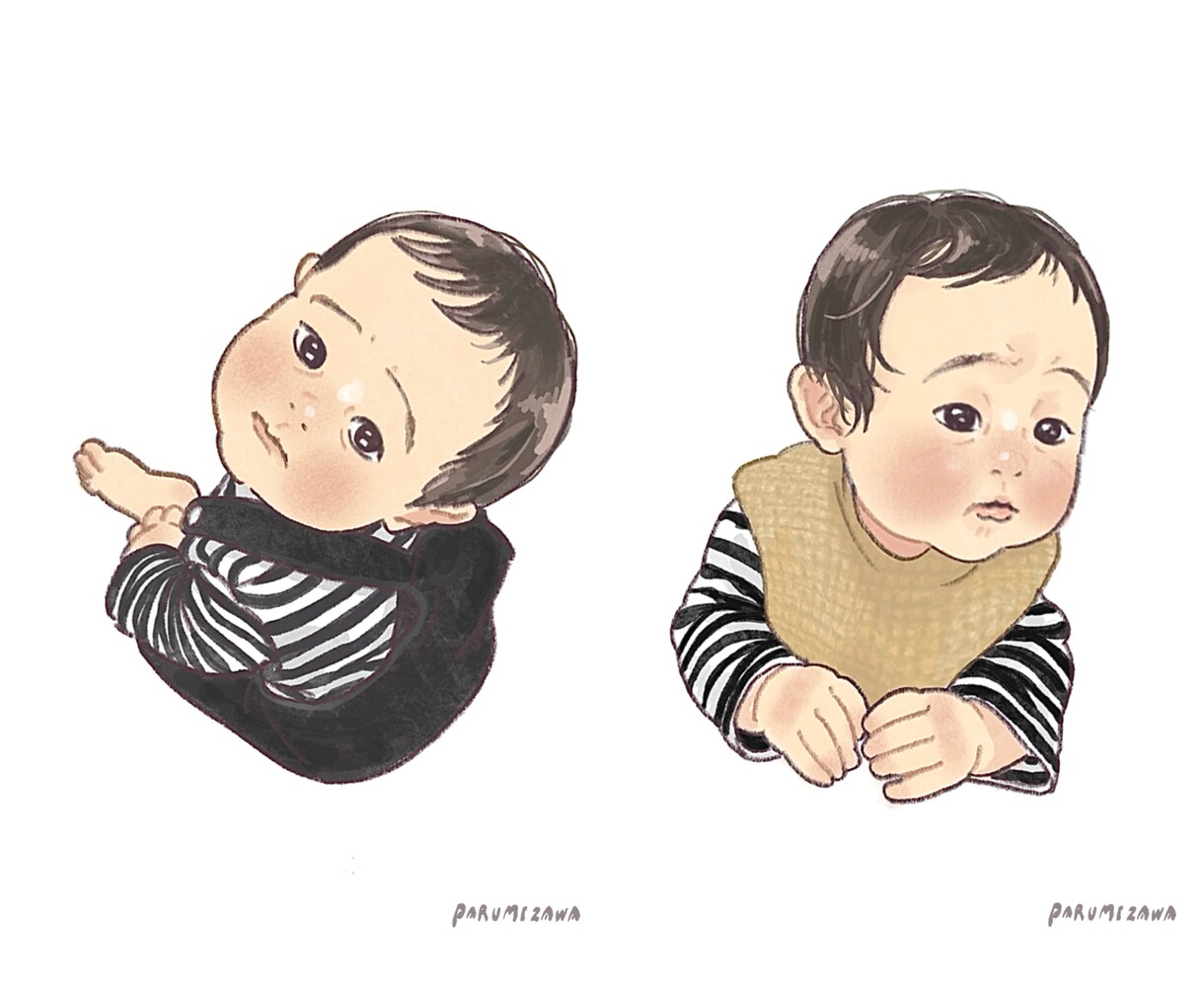 赤ちゃんの似顔絵イラストを描きます リアルすぎず・デフォルメしすぎない優しいタッチの似顔絵です。 イメージ3