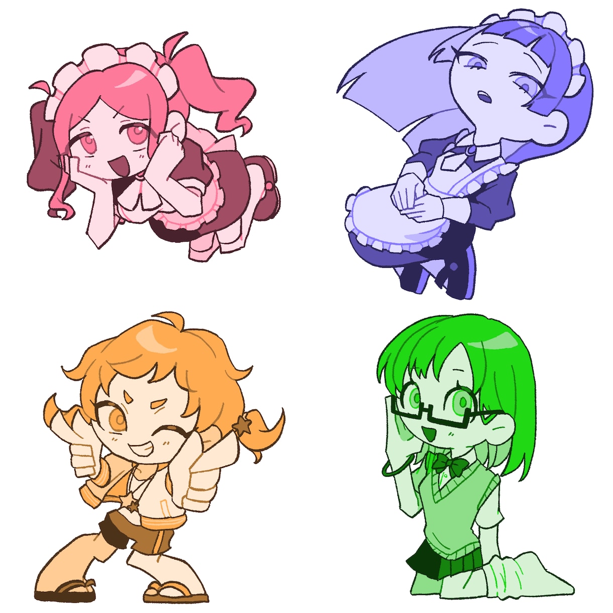 単色で目立つ！かわいいミニキャラ描きます アイコンやグッズに！イメージカラーがひと目でわかる！ イメージ5