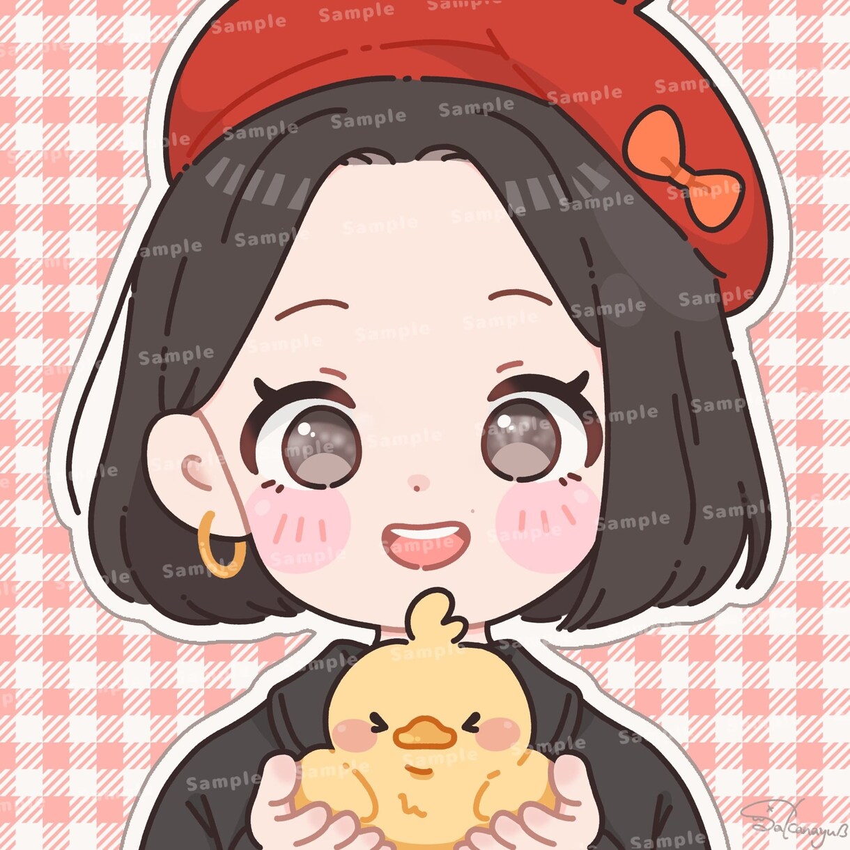 ほんわかポップな似顔絵アイコンお描きします ちょこんと手のり動物と一緒の、ちょっと特別な1枚をお届け＊ イメージ2