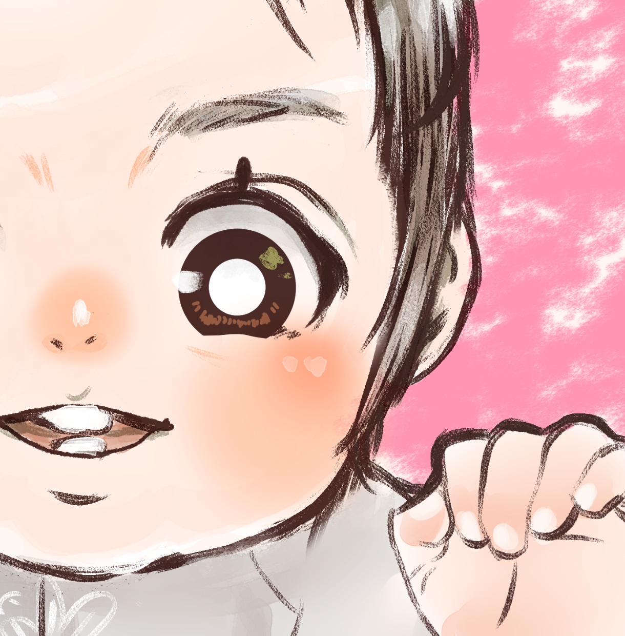 木炭スケッチ風やさしくて暖かいお子様似顔絵描きます プレゼント、お祝い、記念日に。ほんわかかわいいイラスト⭐︎ イメージ3