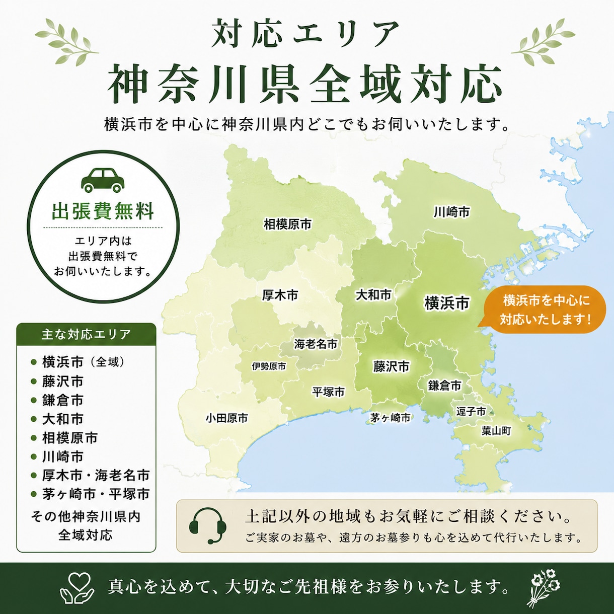 お墓参り・お墓掃除を代行します 遠方で行けない方に代わり真心込めて対応します イメージ4