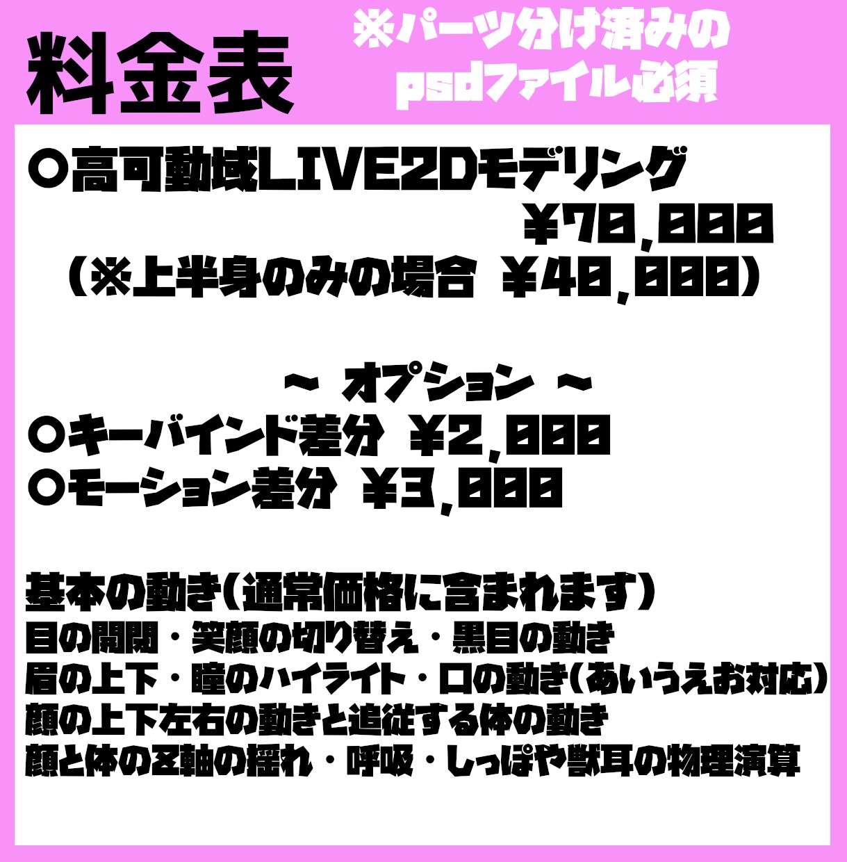 VTuber用Live2Dモデリング承ります 高可動域/表情豊かなモデリング イメージ2