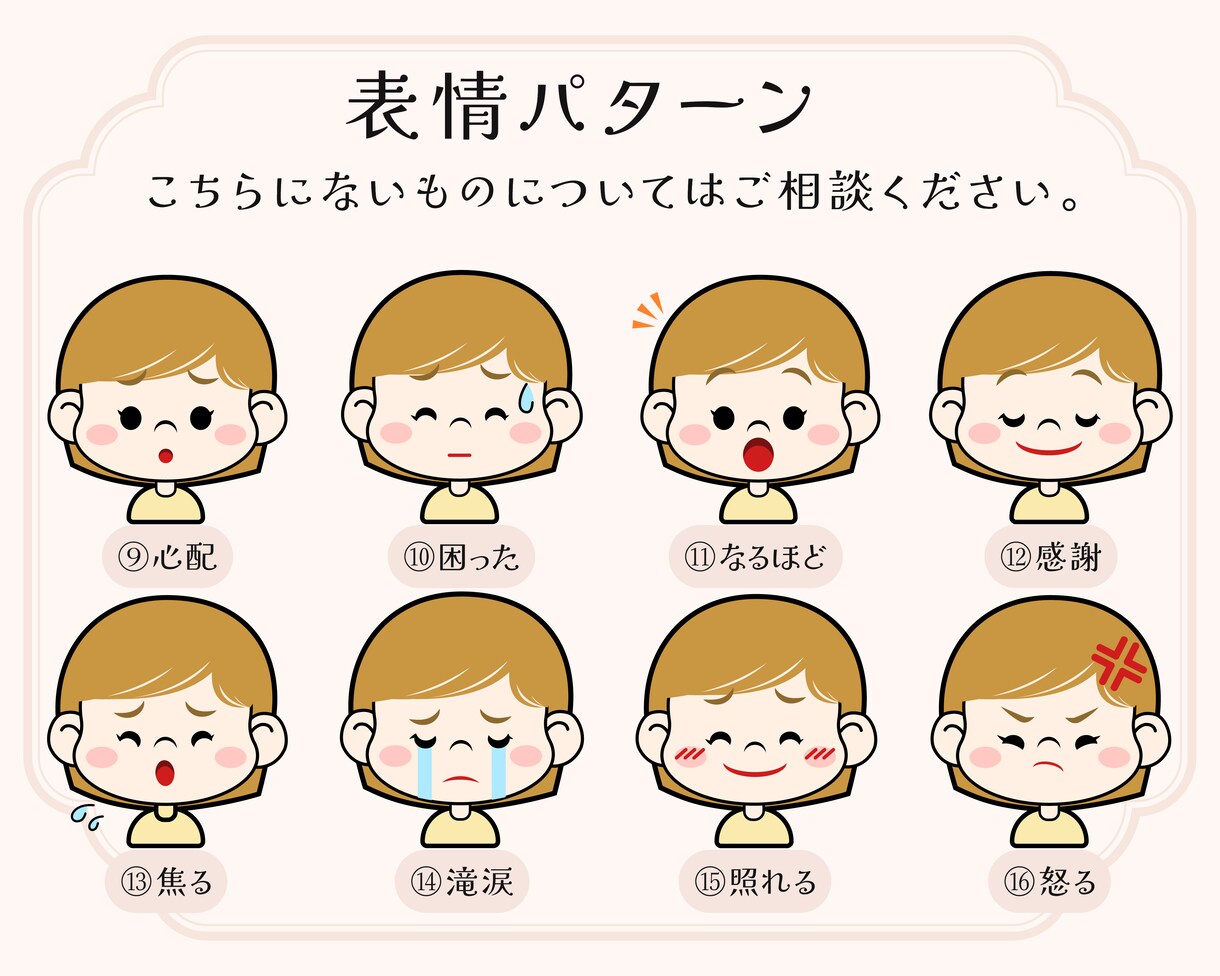 ポップでおしゃれなアイコンイラスト表情5点作ります SNSで目立つ♪可愛いイラストで華やかな投稿を！商用可◎ イメージ4