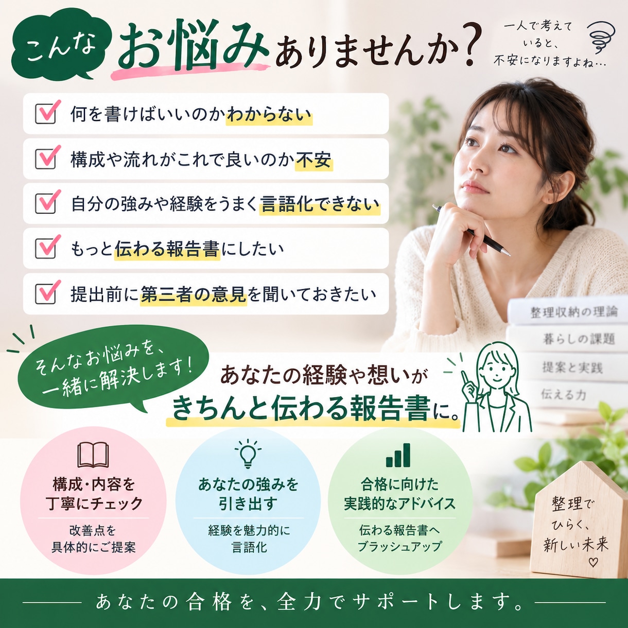 整理収納アドバイザー１級２次試験の報告書添削します この内容で提出して大丈夫？その不安を提出前に一緒に整理します イメージ2