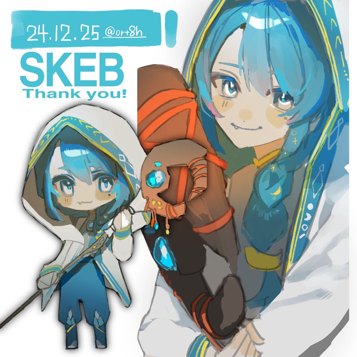 バストアップ1体+ミニキャラ1体を描きます 鮮やかな色調の厚塗りイラストを制作します イメージ5