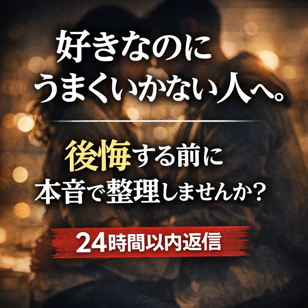 彼氏彼女との喧嘩、すれ違いなど一緒に整理します 送信する前に少し相談しませんか。 イメージ1