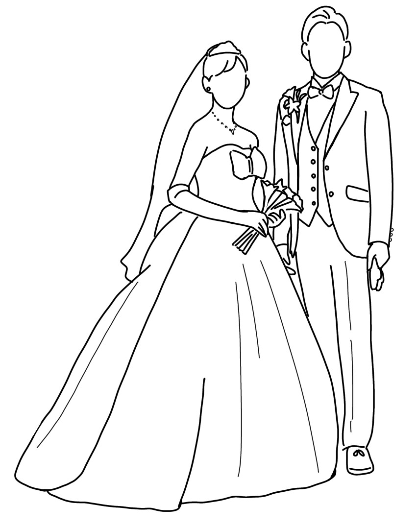 写真をもとに描く ブライダル線画イラスト作製します 結婚式や記念日に。大切な時を繊細で上品な線で美しく残します。 イメージ1