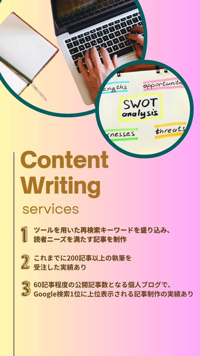 読者ニーズに合った記事を執筆します 見出し内に再検索キーワードを盛り込み、読者が知りたい点を執筆 イメージ1