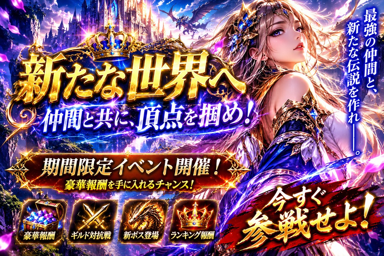 ゲーム・SNS用のカッコいい画像を制作します ギルド募集・イベント告知を迫力あるデザインに！ イメージ4