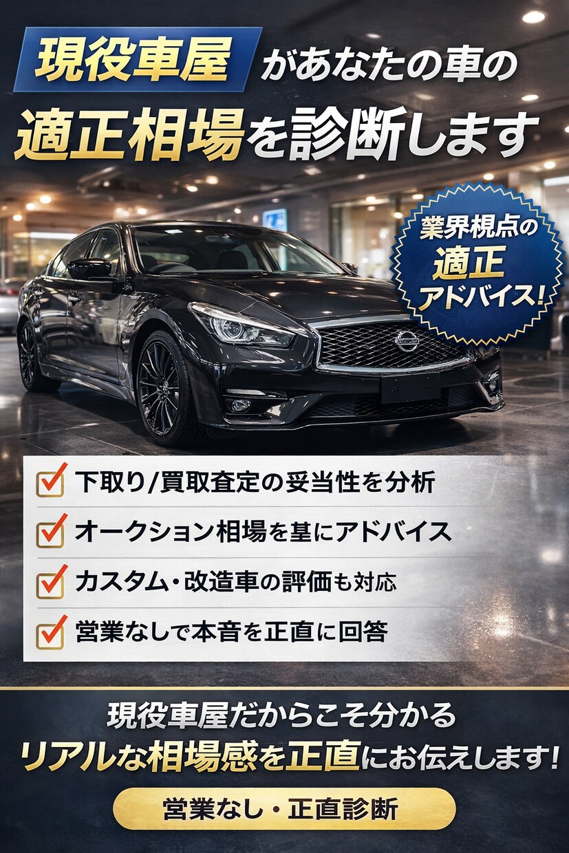 現役車屋があなたの車の適正相場を診断します 下取りで損しないための相場相談 イメージ1