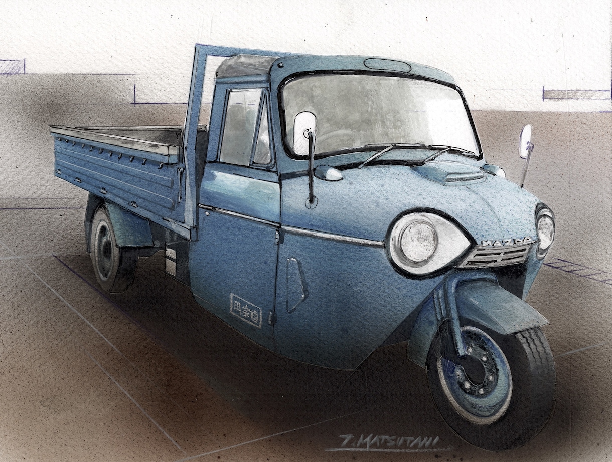 レトロな車描きます 昔懐かしい国産車を手描きで描きます。 イメージ5