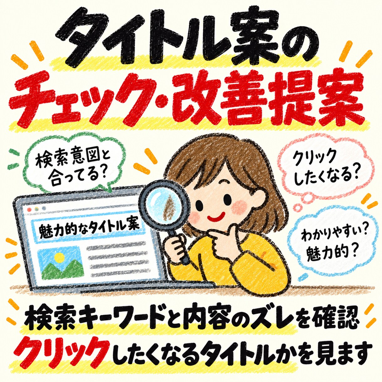 アドセンス審査前の記事を添削・チェックします 検索意図・見出し・独自性・有用性まで確認し、弱い部分を改善 イメージ3
