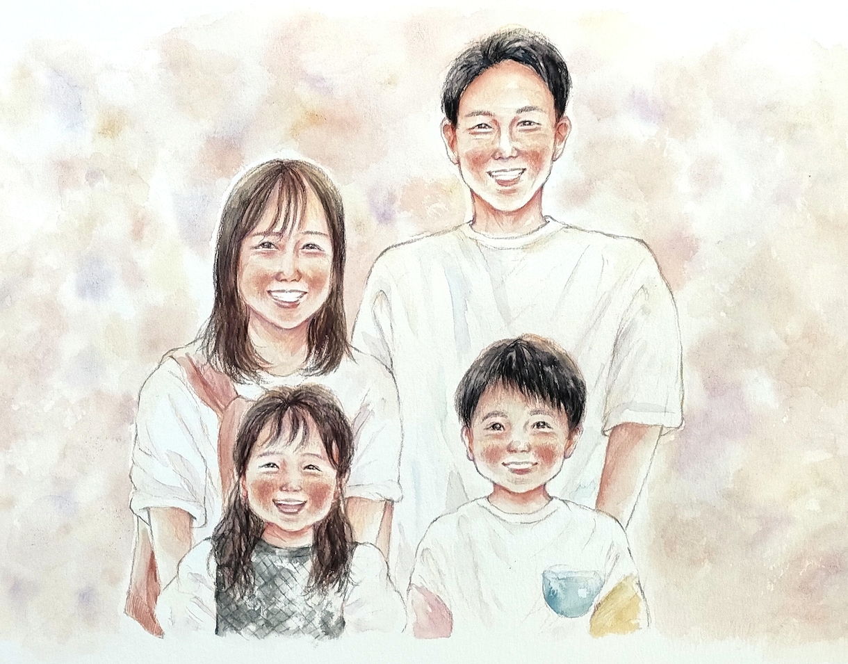 優しいタッチの絵本のような似顔絵をお描きします 還暦祝いや金婚式などのお祝いにおすすめです✩A4サイズ イメージ2