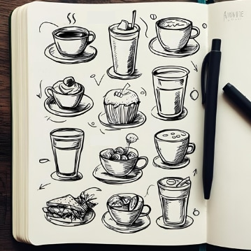 手描きイラスト、線画、どんなテーマでも描きます 動物、キャラクター、食べ物、カフェ、食品などテーマでも！ イメージ1