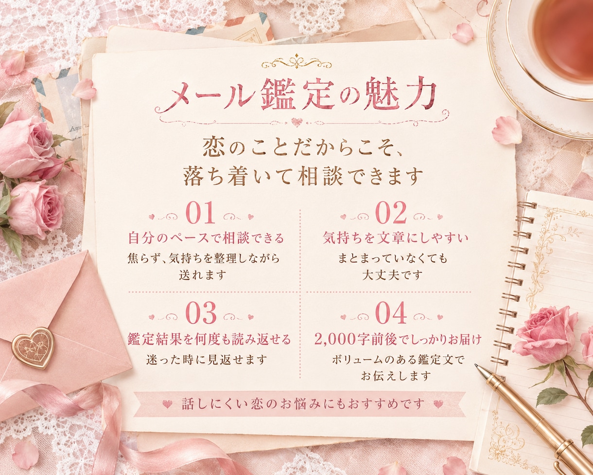 お試し価格★恋愛特化鑑定！幸せな恋愛を応援します 恋愛の悩み事、相性占い、運命の相手を数秘で読む イメージ4