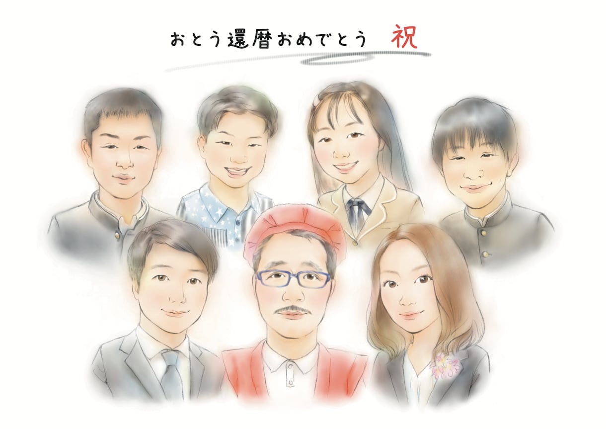 還暦祝いにも！記念日にぴったりの似顔絵描きます A4サイズ似顔絵♪シンプルかわいい愛されプレゼント イメージ8