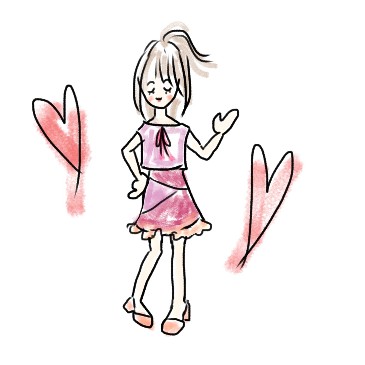 ゆるふわ下手感オシャレな女の子のイラスト描きます 商用OK、女の子ファッションのイメージをイラストにします！ イメージ4