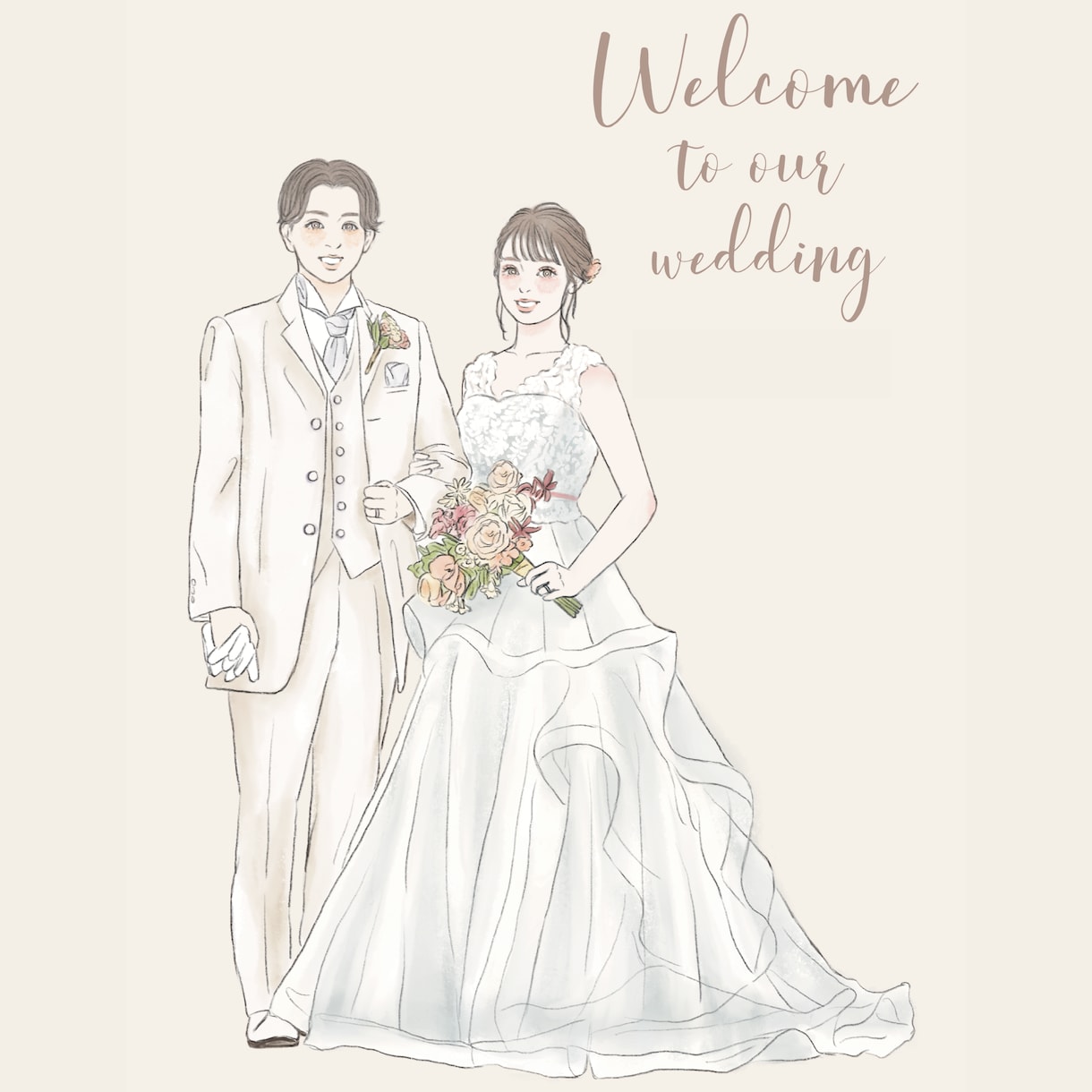 おしゃれな似顔絵ウェルカムボードを作成します 家族婚・親族婚にも｜優しい水彩タッチでお描きします イメージ10