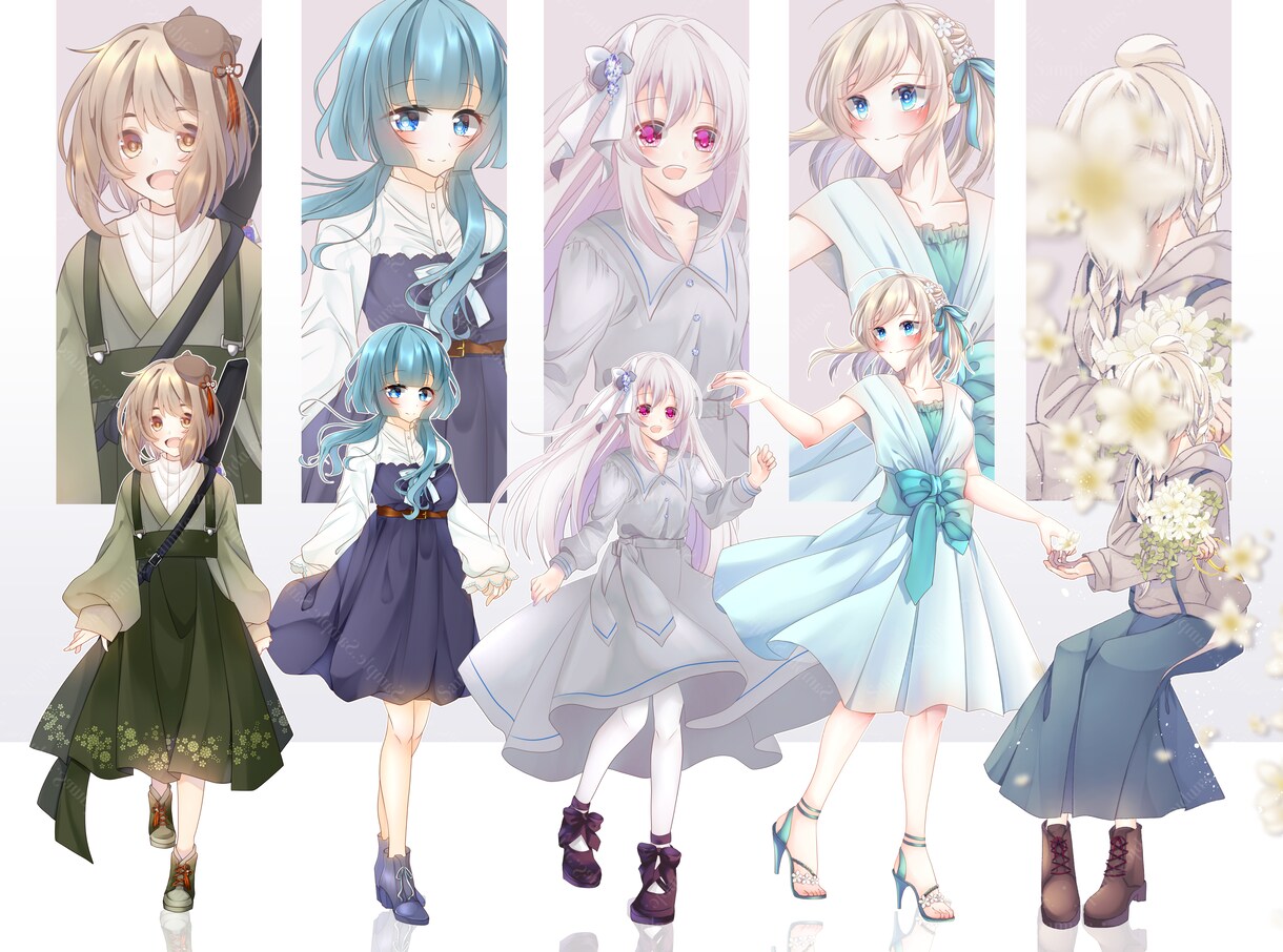 可愛い女の子/男の子の立ち絵やイラストを承ります 透明感のあるイラストで通常頭身、デフォルメ立ち絵を作成します イメージ7