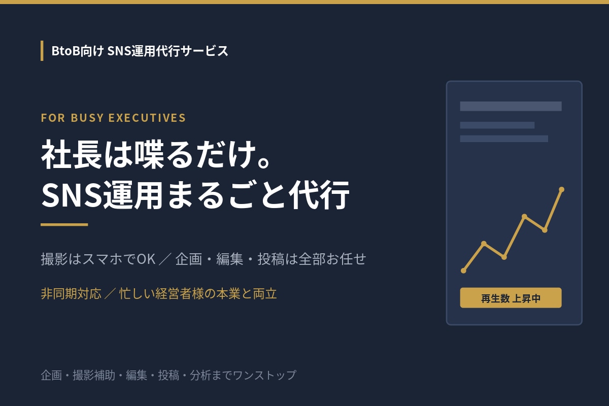 社長は喋るだけ。SNS運用まるごと代行ます 撮影不要、社長は話すだけ。企画から投稿まで代行します イメージ1