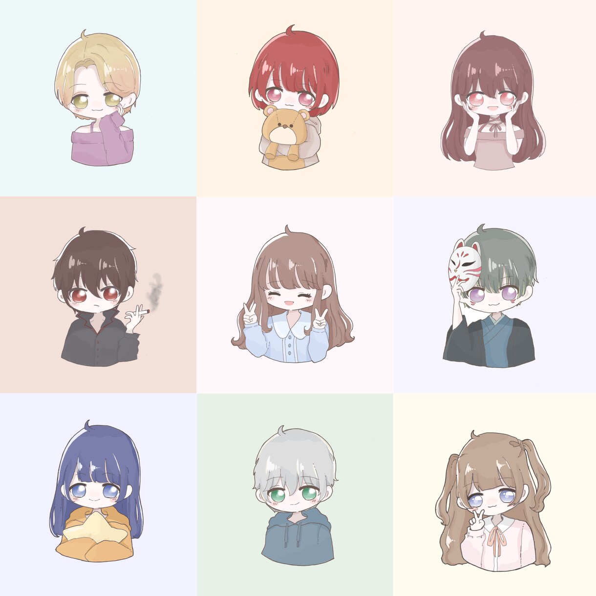 アイコン等に使えるミニキャラやイラストを作成します ゆるくてふわふわな雰囲気の可愛いイラストをお描きします！ イメージ1