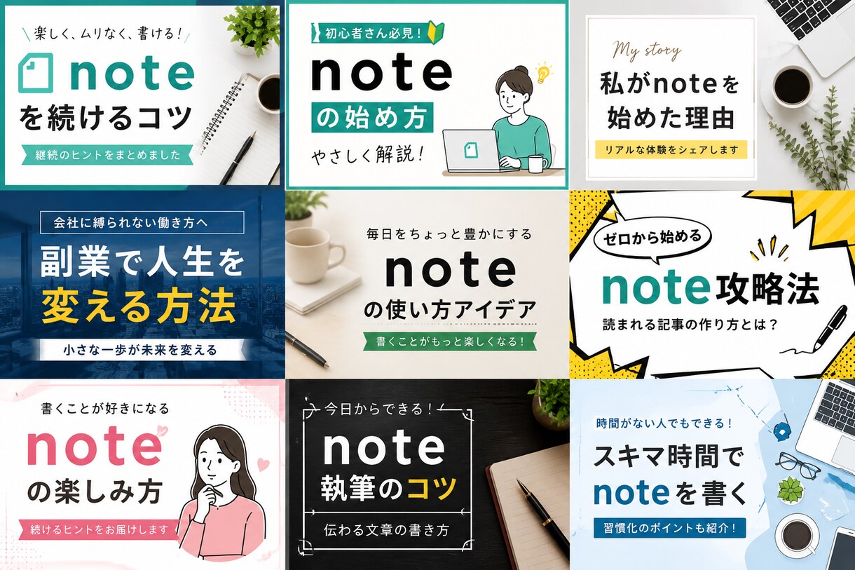 noteアイキャッチ制作します 思わずクリックしたくなる一枚を。 イメージ9