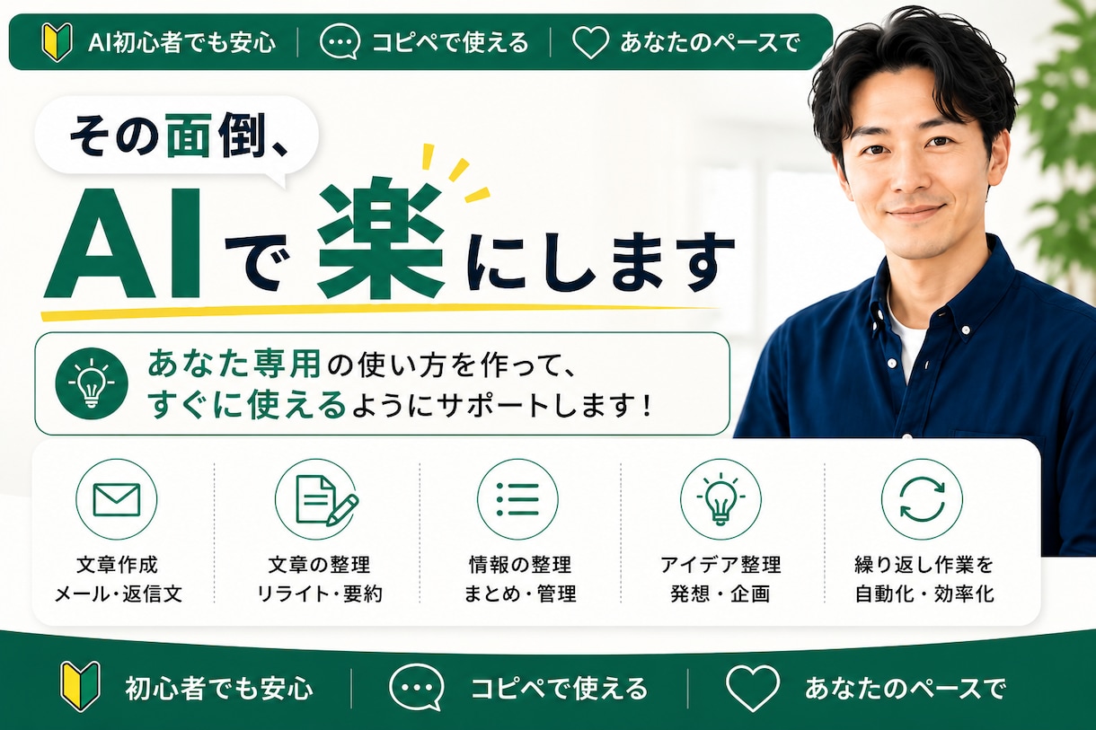 ChatGPTで面倒な作業を1つ楽にします AI初心者の「これ面倒…」をあなた専用に楽にします イメージ1
