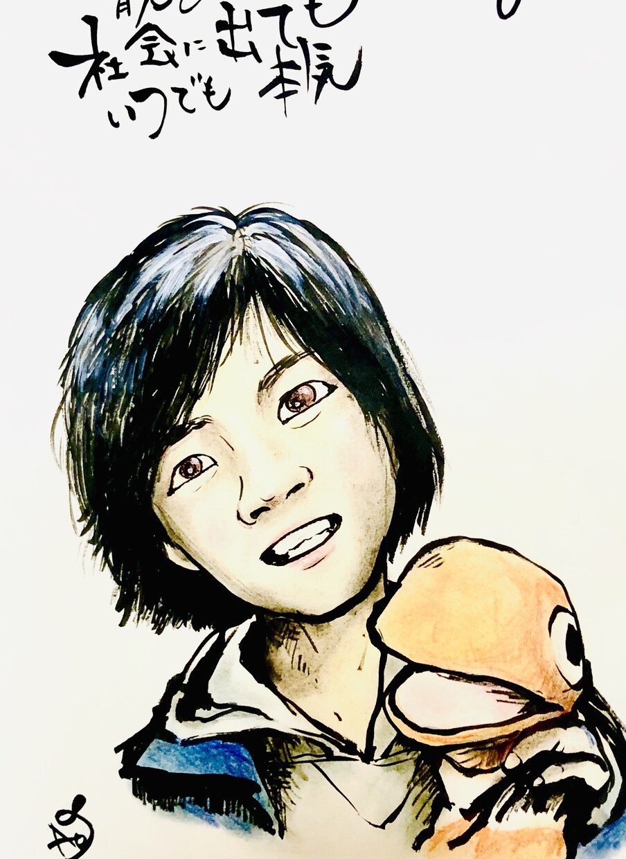 筆ペンで推しキャラとのツーショットアイコン描きます 好きなキャラとのツーショットの和のアイコンはいかがですか？ イメージ2