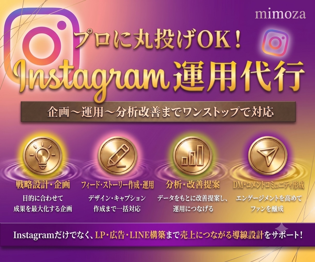 インスタ運用丸投げ！企画〜分析改善まで対応します LP・LINE・広告まで連携し、売上につながる導線を構築 イメージ1