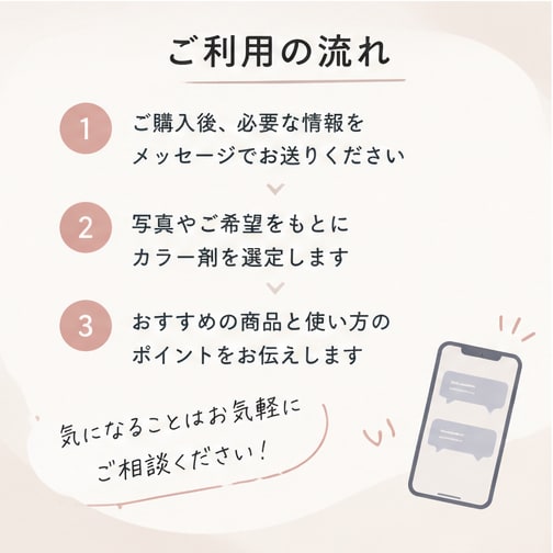次回の美容室までのセルフカラーの相談をします 現役美容師が髪色に合うカラー材をご提案 イメージ4