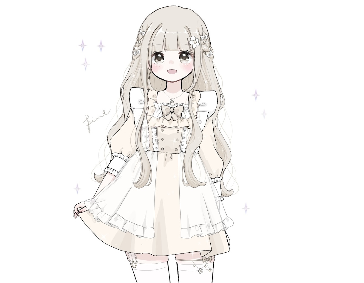 ふわふわフリルワンピース量産イラストお描きします 基本で色変え！プラスオプションでより理想のお姿に！ イメージ1