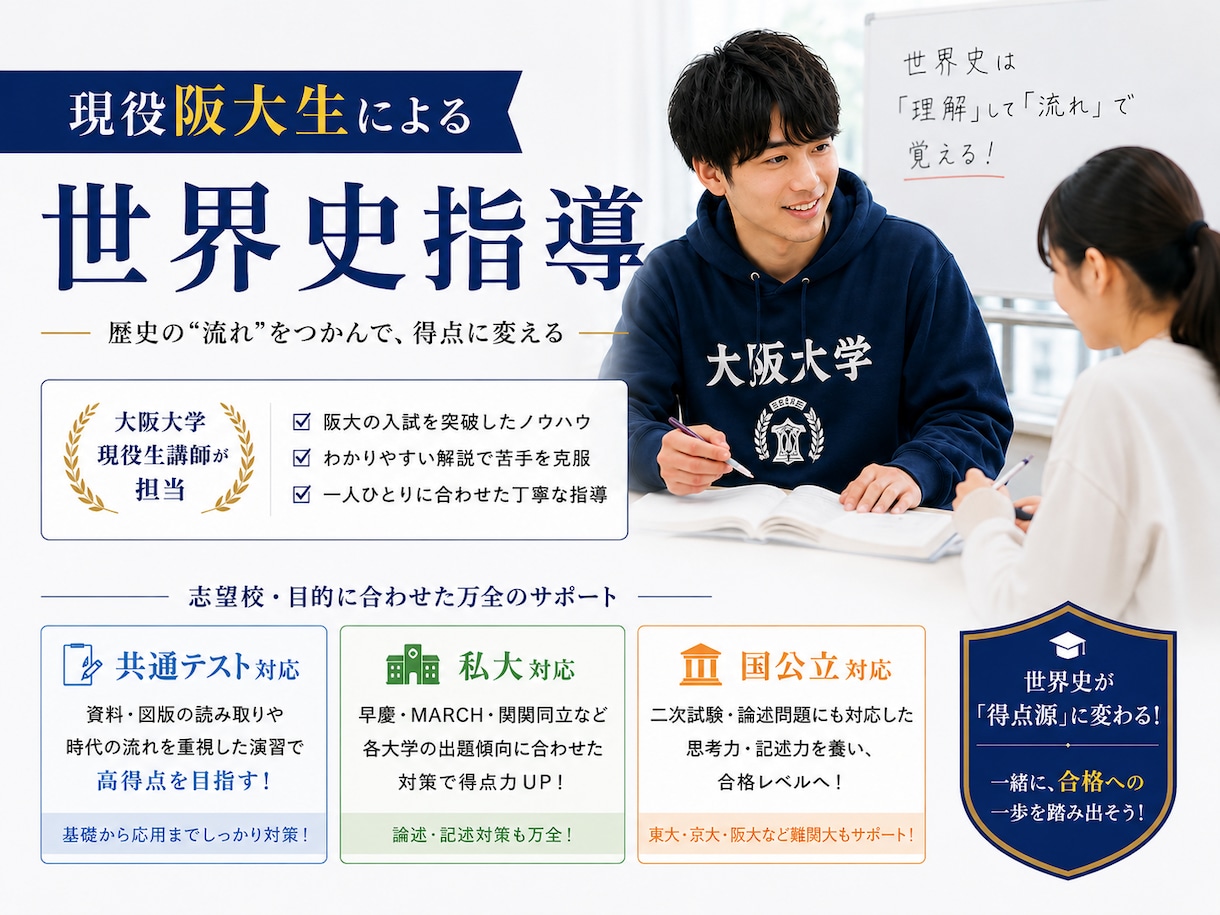 現役難関大生が世界史の『わからない』を解決します 共通テスト対策から論述対策まで対応！質問放題！ イメージ2