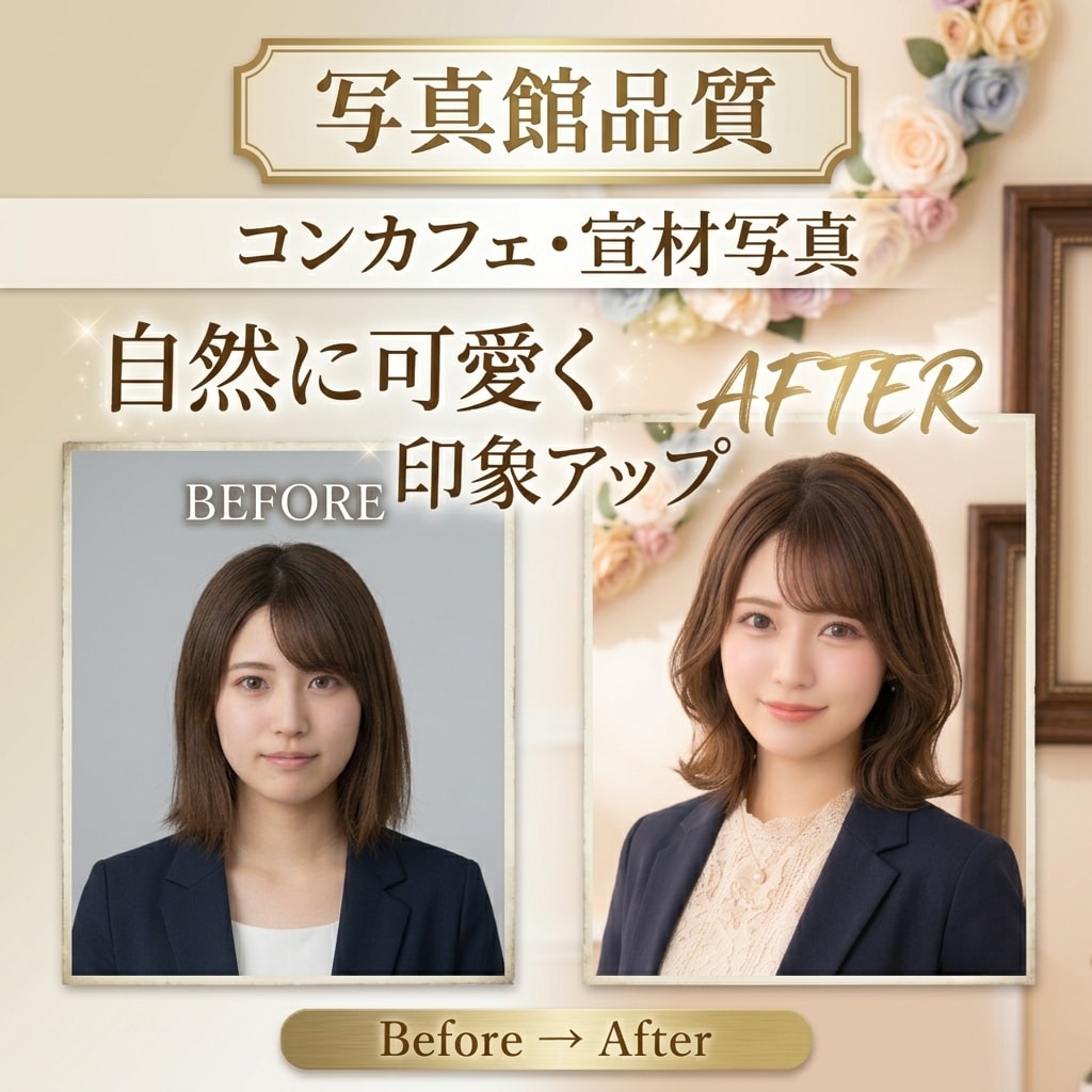 コンカフェ・宣材写真を自然に可愛く仕上げます 盛りすぎない自然な可愛さを引き出し イメージ1