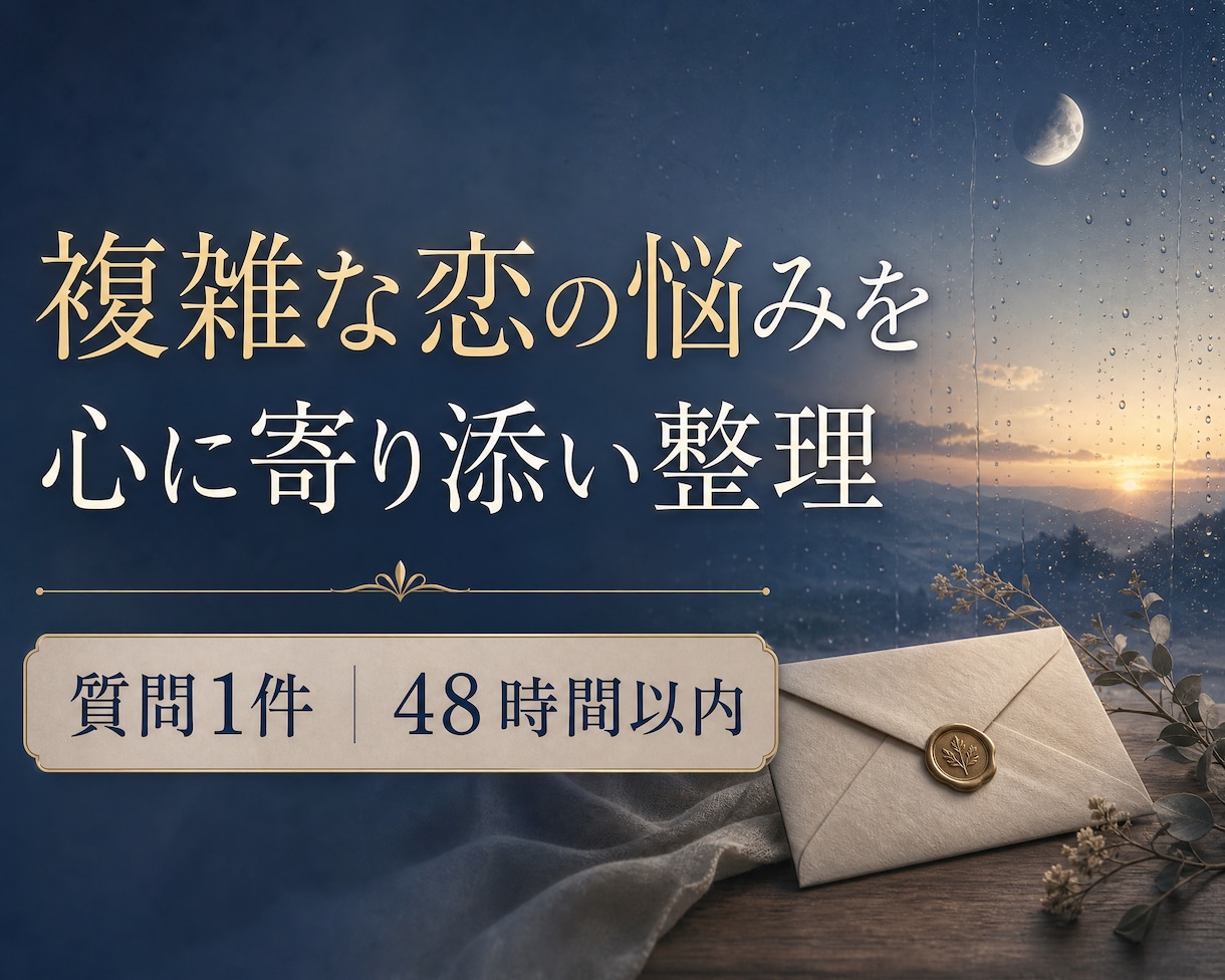 タロットで複雑な恋のお悩みを整理します 苦しい気持ちに寄り添い、あなたを大切にする視点を。 イメージ1