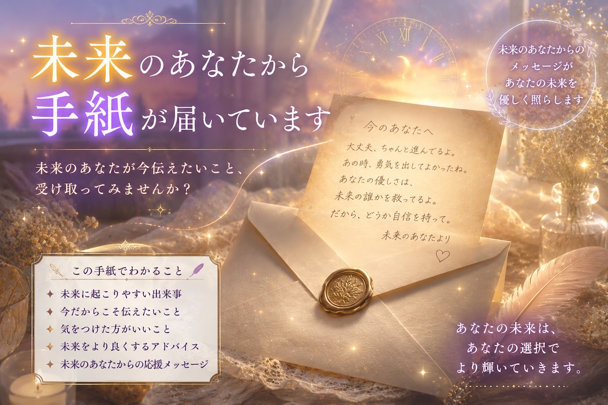 未来のあなたから手紙が届いています 未来のあなたが今のあなたへ伝えたい言葉をお届けします。 イメージ1
