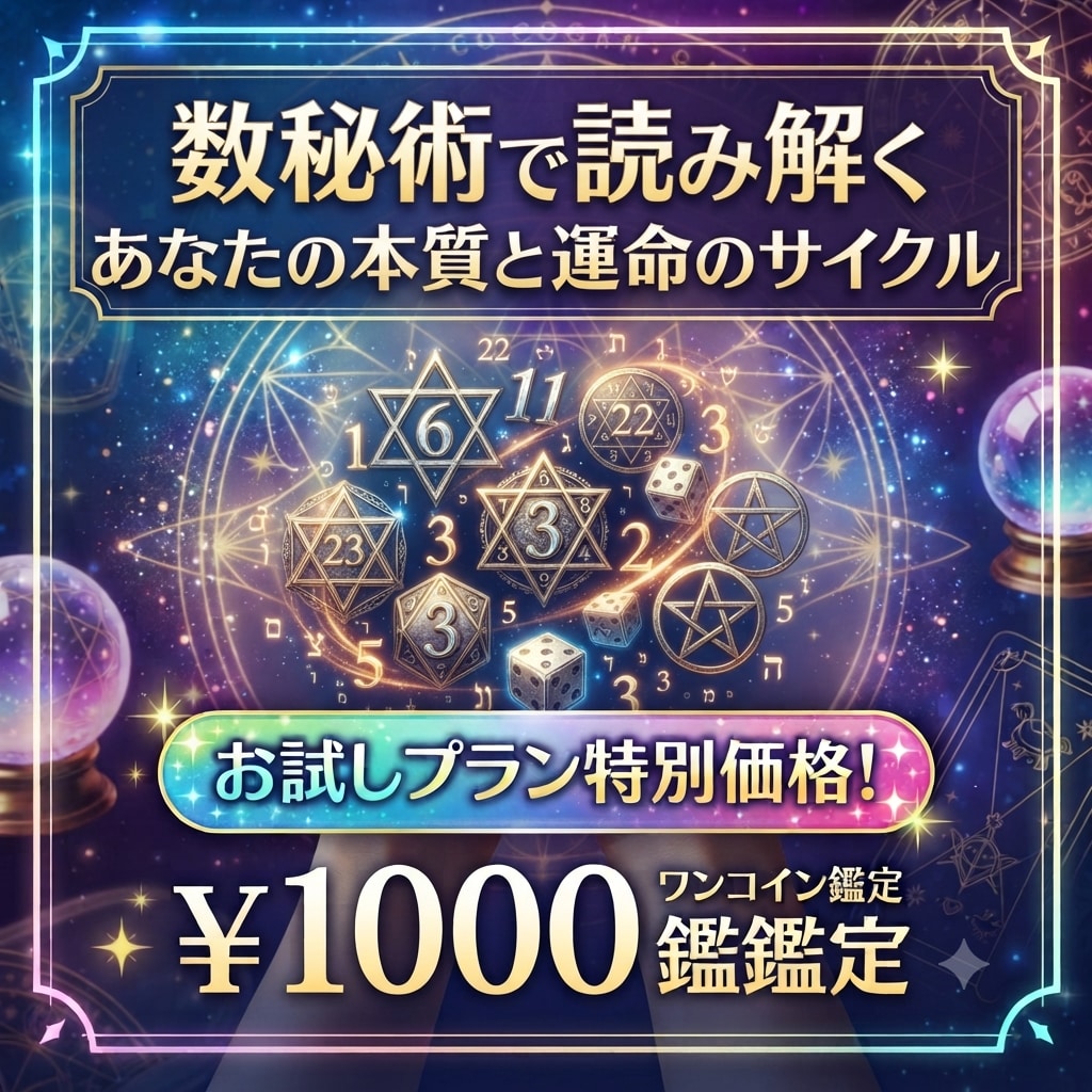生年月日からあなたの宿命と才能を数秘術で鑑定します 数字が教えるあなたの本当の強みと人生のバイブルをお届けします イメージ1