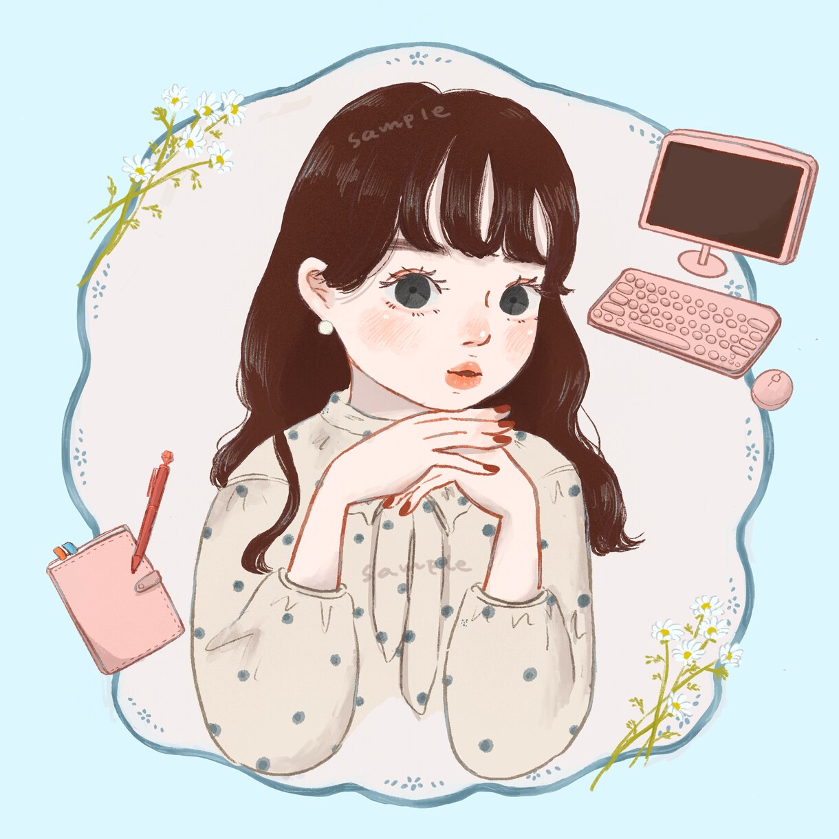しっかりタッチの似顔絵イラスト描きます 絵本のような風合いです！アイコン,贈り物にも♡商用利用も可！ イメージ3