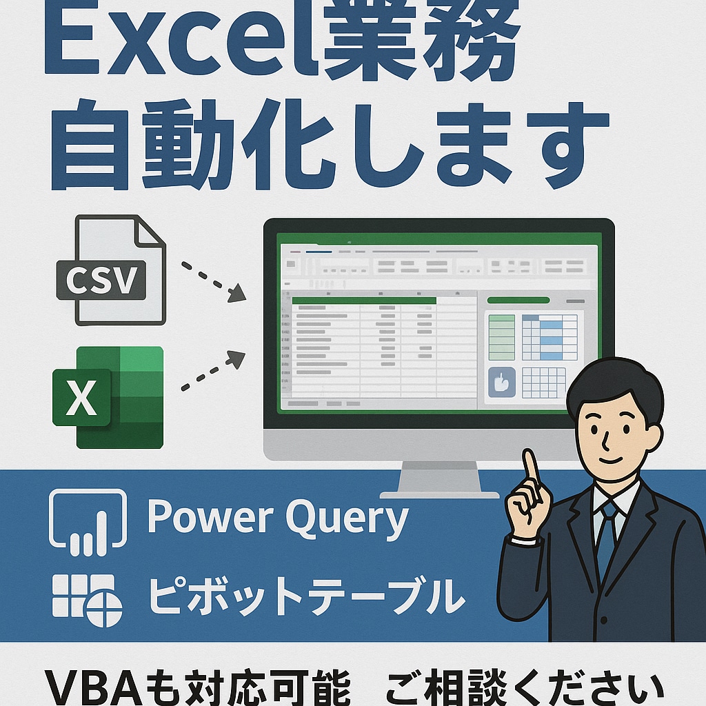 PowerQueryでExcel作業を自動化します 日々のExcel加工業務、苦労していませんか？ イメージ1