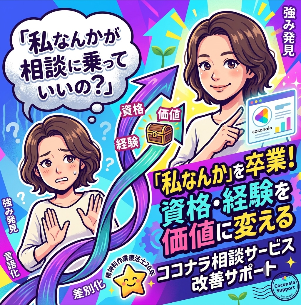 私なんかが相談に乗っていいの？を卒業させます 資格・経験を価値に変えるココナラ相談サービス改善サポート イメージ1