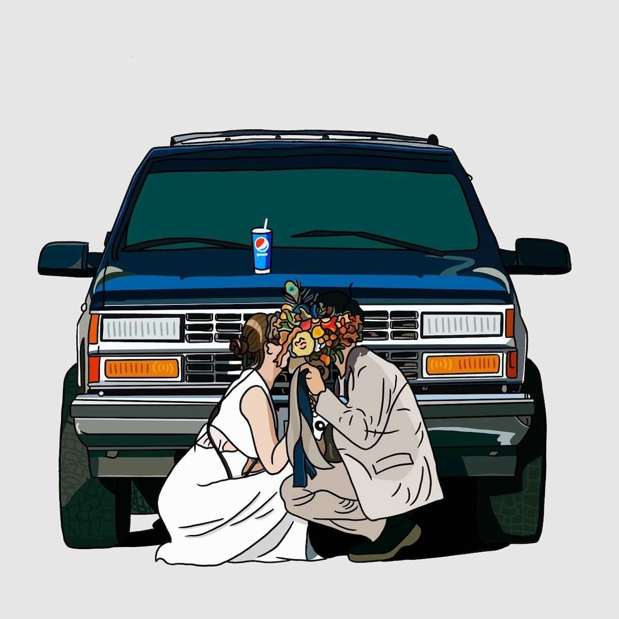 愛車と大切な人の瞬間をアートにします クールでスタイリッシュなイラストを、細部まで描きます！ イメージ1