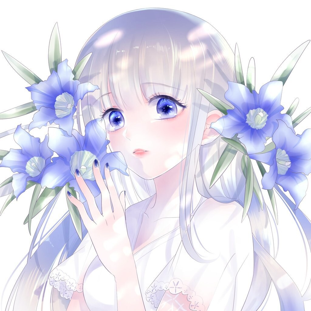 人物＋花モチーフのアイコン描きます 透明感、可憐をテーマにアイコンを描きます イメージ1