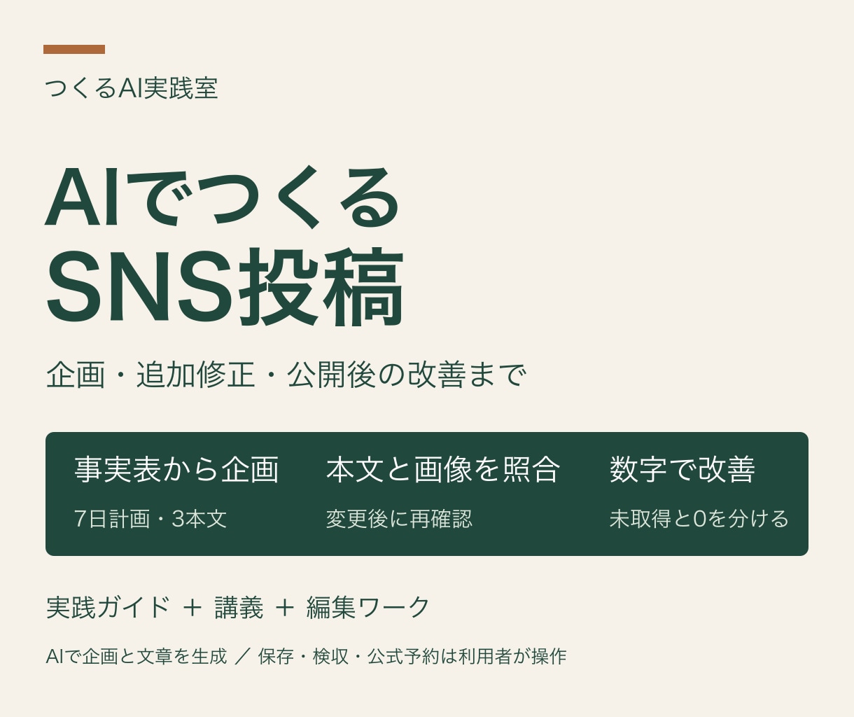 AIでSNS企画と予約と改善を学ぶ教材を届けます 本文と画像の追加修正・検収を実例で練習 イメージ2