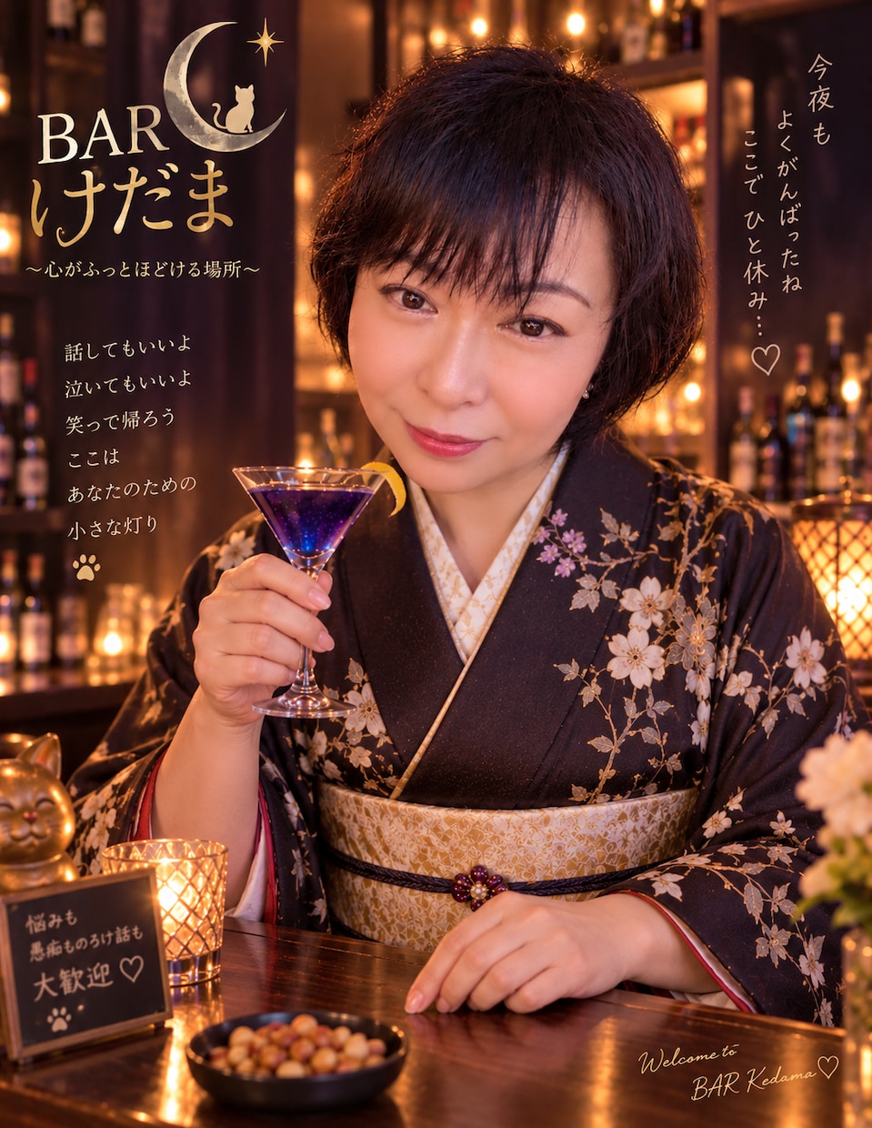 人生相談｜夜の止まり木 Barけだまで話を聴きます 恋愛・愚痴・雑談｜今夜ほしい寄り添い方を選べます イメージ1