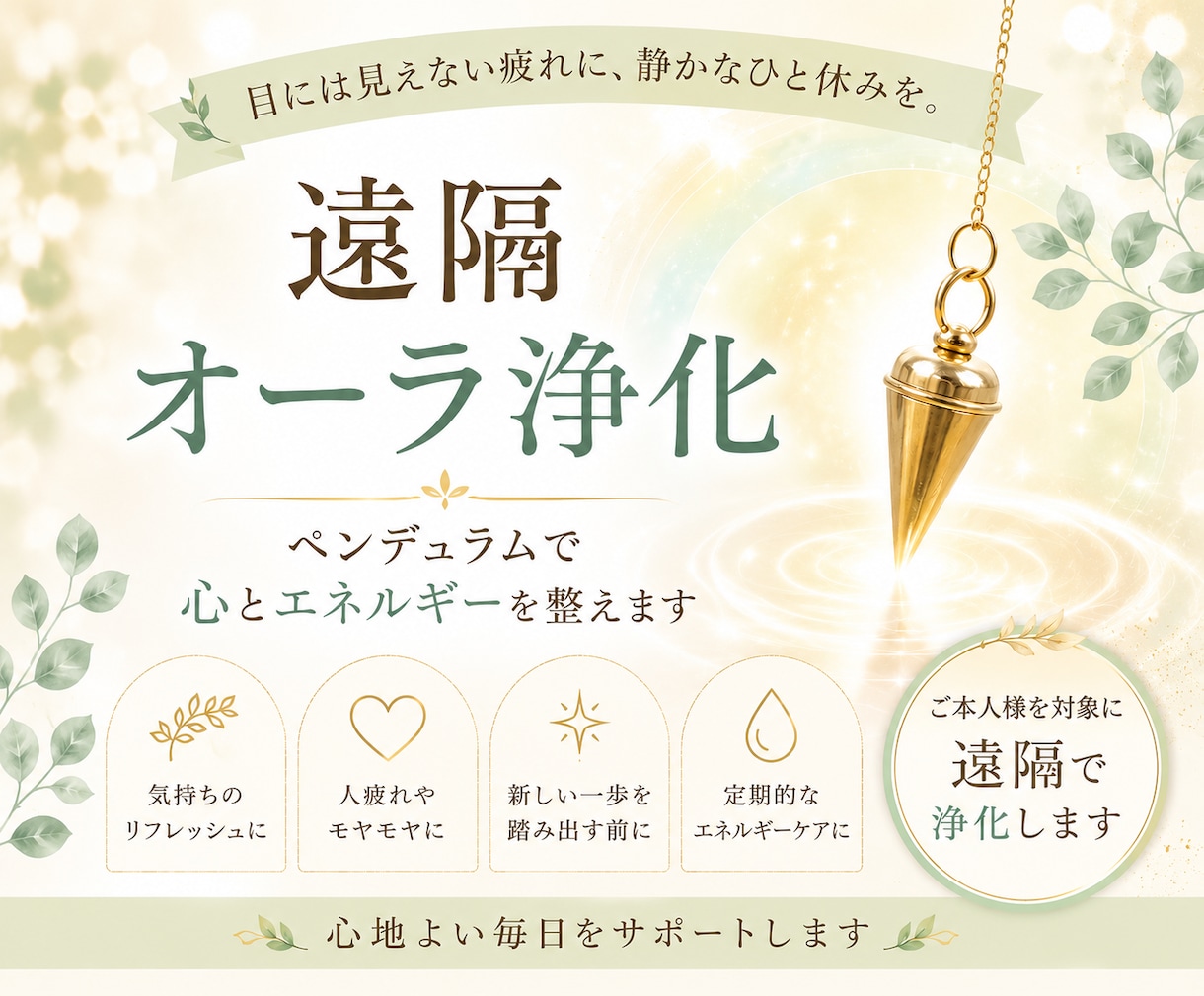 遠隔オーラ浄化。人疲れ・モヤモヤリフレッシュします 静かに整える時間。あなたの心のわだかまりを晴れやかに✨ イメージ1