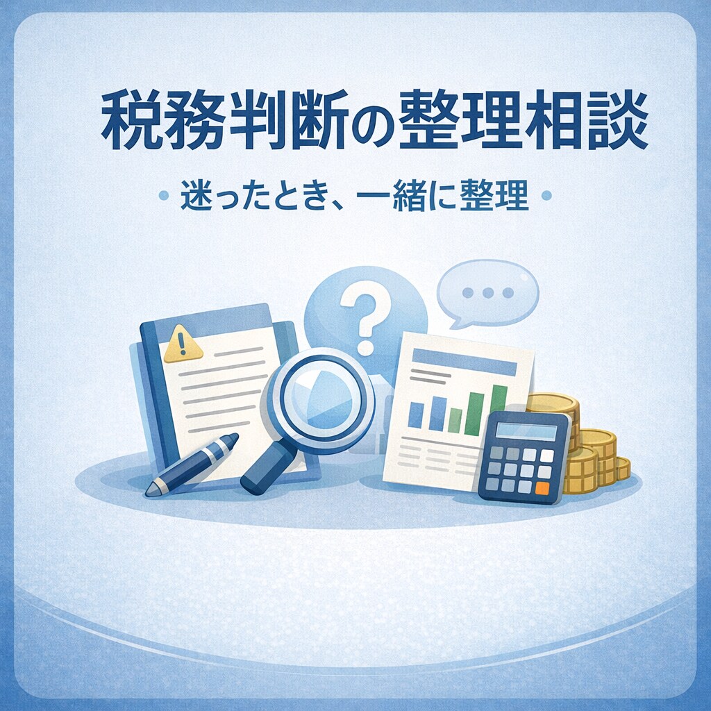 税務判断に迷ったときの整理相談をお受けします 申告前・処理前の迷いを一緒に整理 イメージ1