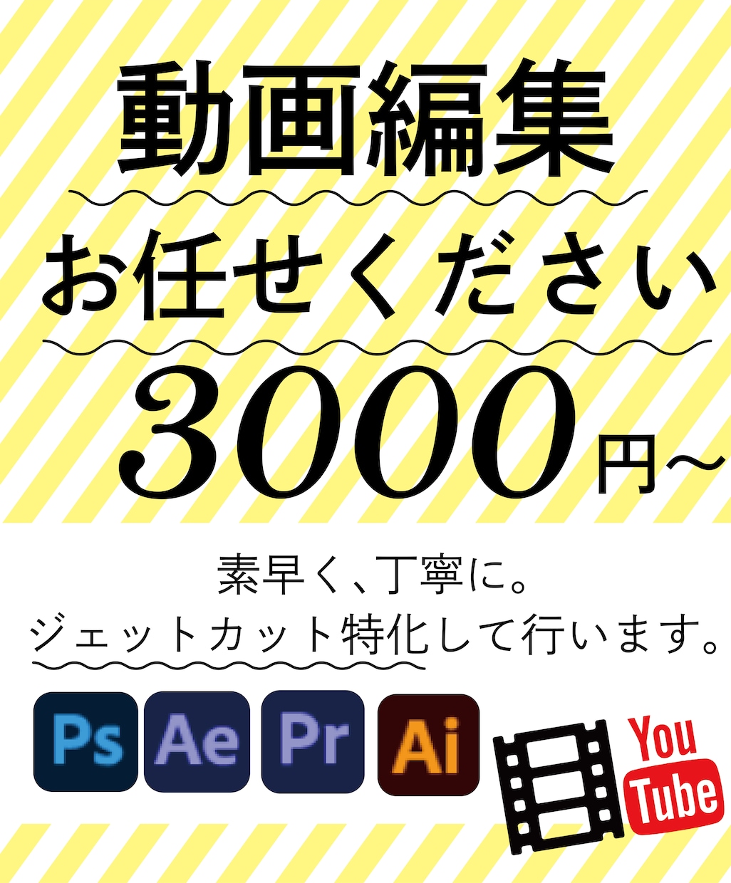 youtube動画などのカット編集を行います ジェットカット3000円！（動画30分以内） イメージ1