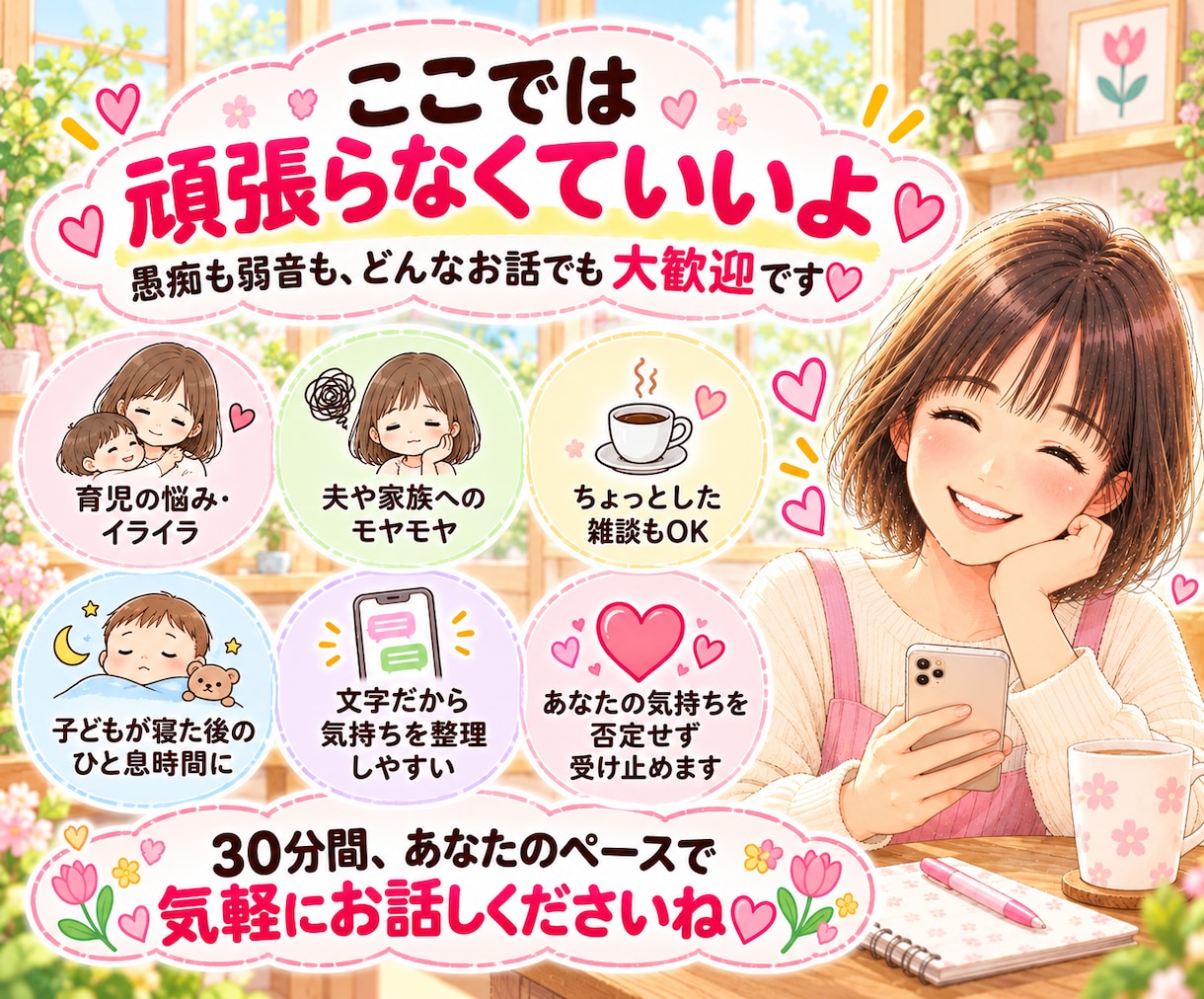 ママの愚痴や悩み、30分チャットで聞きます 4児ママが否定せず、あなたの本音に寄り添います♡ イメージ3