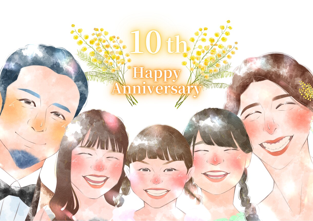 おしゃれな笑顔溢れる似顔絵を制作いたします お世話になった方やご両親へのサプライズプレゼントにも♪ イメージ1