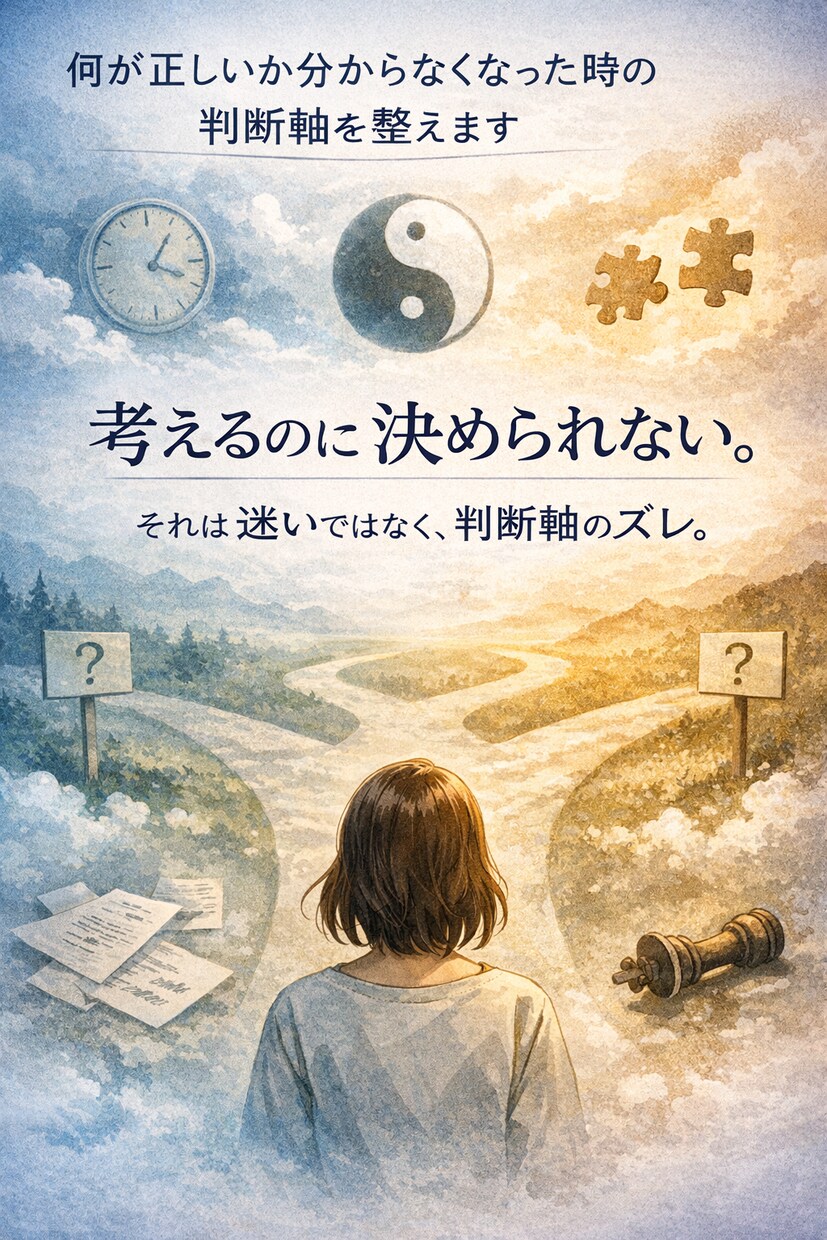 何が正しいか分からなくなった時の判断軸を整えます 考えているのに決められない…それは迷いではなくズレかも イメージ1